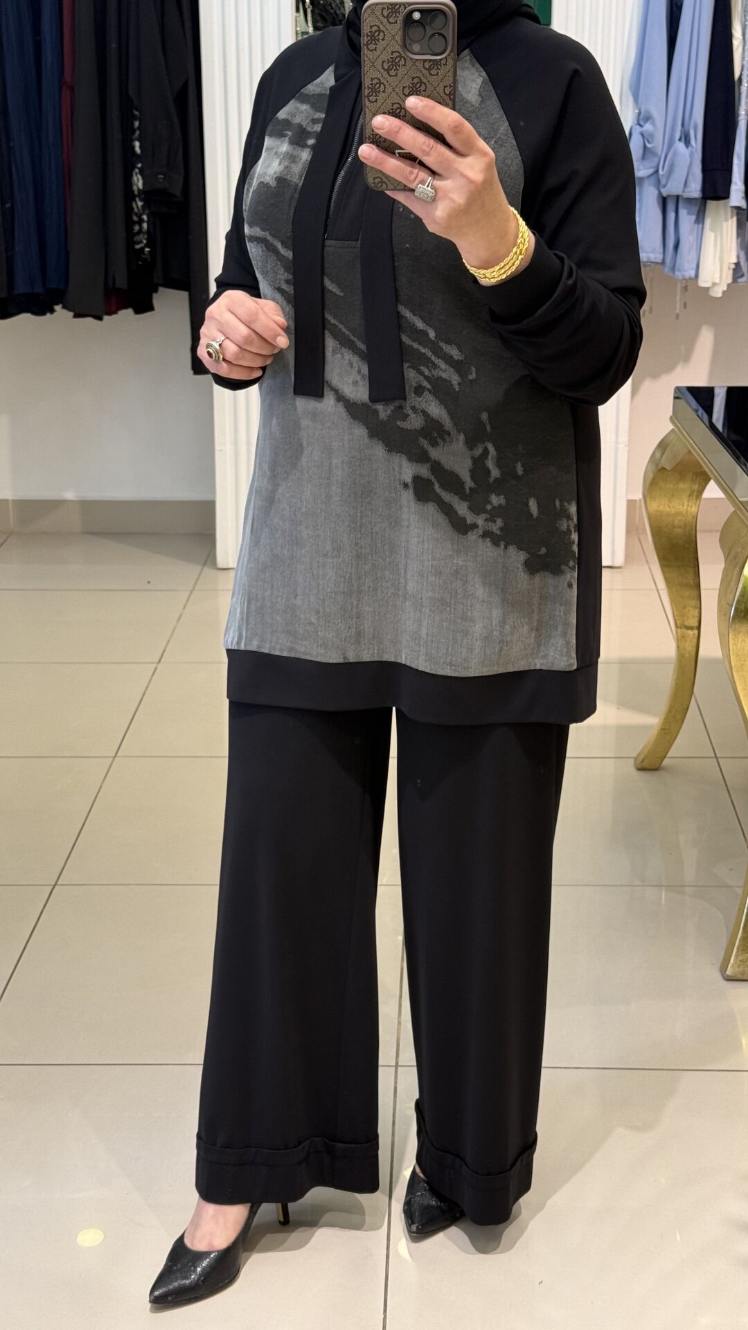 Fuat Gürşen 5343 Yaka Fermuar Detay Pantolonlu Takım - Siyah