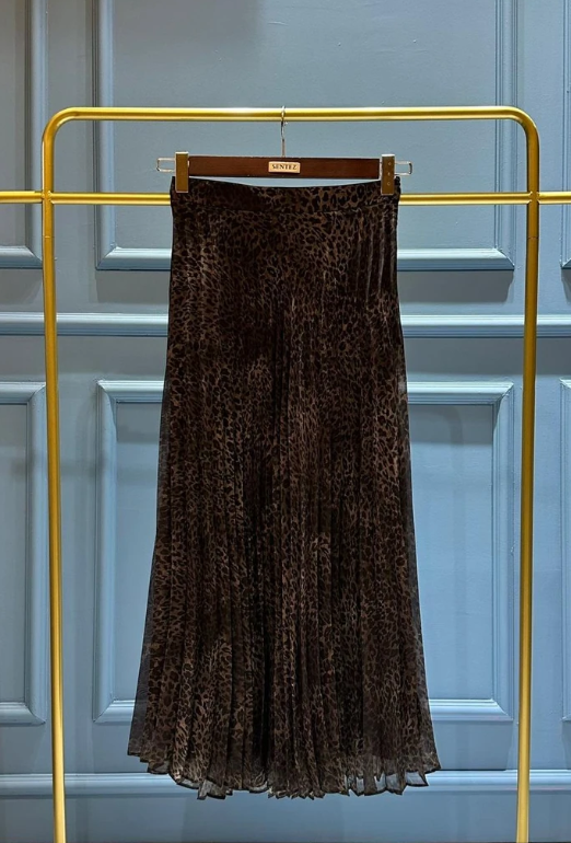 SENTEZ LEOPAR ŞİFON KIRIŞTIRMA ETEK