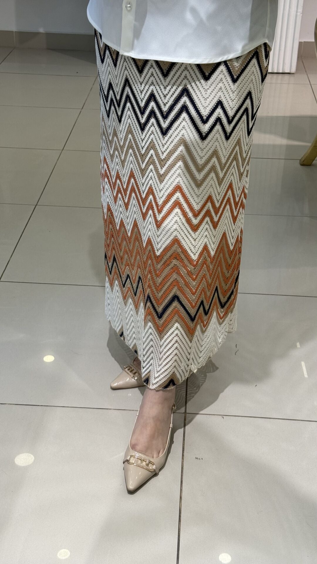 Fuat Gürşen 5409 Eteği Zigzag Desen Takım -Oranj