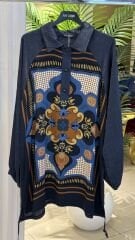 Fuat Gürşen 4363 Desenli Tunik -  Lacivert