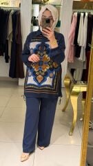 Fuat Gürşen 4363 Desenli Tunik -  Lacivert