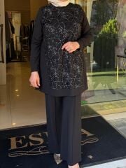 FUAT GÜRŞEN 3372 TUNİĞİ PUL VE ÇİÇEK İŞLEMELİ PANTOLONLU TAKIM