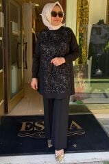 FUAT GÜRŞEN 3372 TUNİĞİ PUL VE ÇİÇEK İŞLEMELİ PANTOLONLU TAKIM