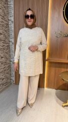 FUAT GÜRŞEN 3372 TUNİĞİ PUL VE ÇİÇEK İŞLEMELİ PANTOLONLU TAKIM