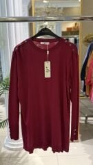 KOLLARI BÜZGÜLÜ DÜĞME DETAYLI RAYON TUNİK - FUŞYA