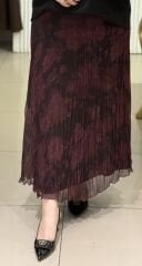 Sentez 5482 Desenli Şifon Kırıştırma Etek