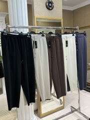 Sentez Önden Parçalı Havuç Bambu Pantolon - Taş