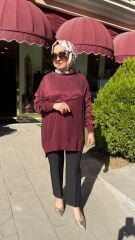 Nuss Önü Verev Ribanalı Vegan İpek Tunik