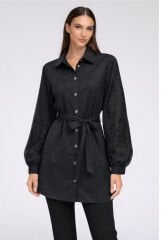 Fuat Gürşen 5530-1 Kol Nakış İşlemeli Astarlı Tunik - Siyah