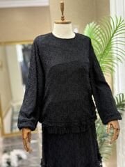 Nurcan Çetin -26425 Brode Etekli Takım - Siyah