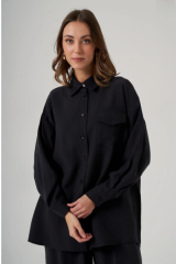 Nuss - 1063 Gömlekli Tencel Takım - Siyah