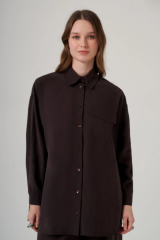 Nuss - 1063 Gömlekli Tencel Takım - Kahve