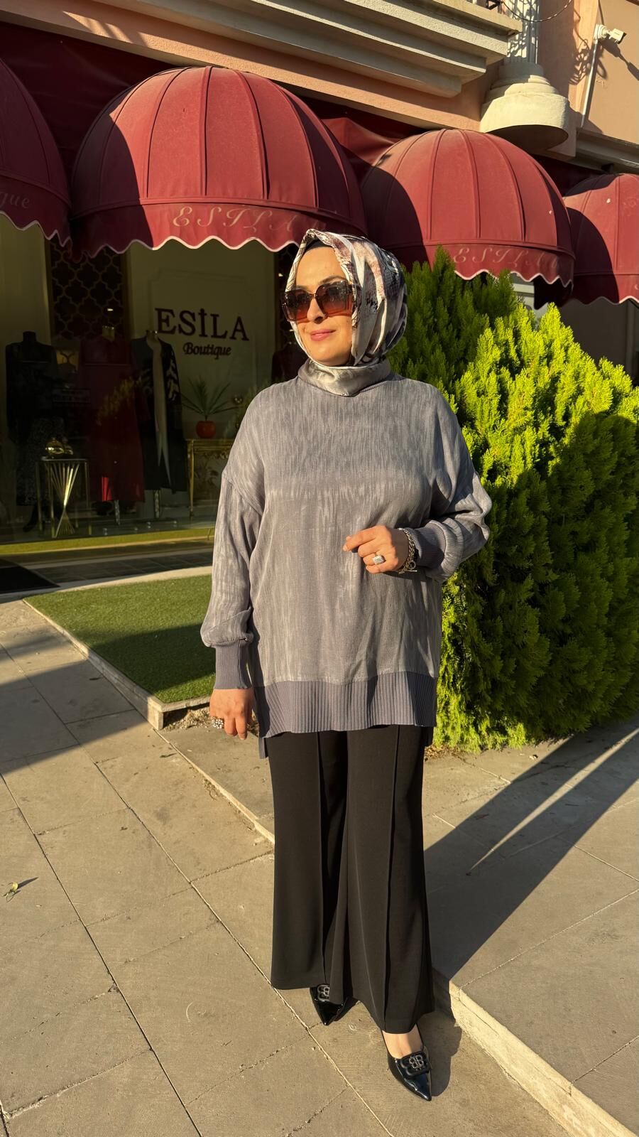 NUSS DESENLİ İPEK CUPRA TUNİK