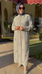 Fuat Gürşen- 5104 Boncuk İşlemeli Çizgili Elbise