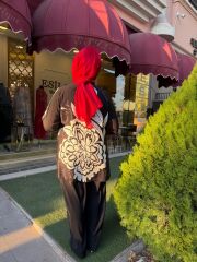 FUAT GÜRŞEN  Büyük B. Kol ve Sırt Baskı Detay Tunik - Siyah