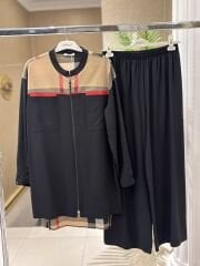 Defrina -Burberry Desenli Fermuarlı Etekli Takım