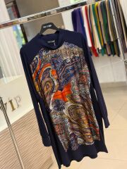 FUAT GÜRŞEN LACİVERT ŞAL DESEN  TUNİK