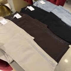 Fuat Gürşen 5413 Yan Taş İşlemeli Kot Pantolon - Bej