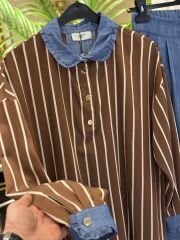 TığTriko Yakası Fırfır Detaylı Tunik Pantolon Takım