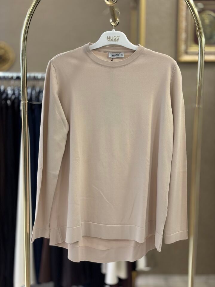 Nuss 902 Etek Üstü Oval Kesim Tunik- Bej