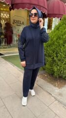 FUAT GÜRŞEN 4339 KOLU İŞLEMELİ  PANTOLONLU TAKIM- LACİVERT