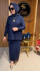 NUSS TUNİĞİ KENDİNDEN DESENLİ ETEKLİ TAKIM