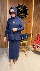 NUSS TUNİĞİ KENDİNDEN DESENLİ ETEKLİ TAKIM