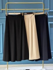 Sentez Rozie Yanı Fermuarlı Kloş Etek