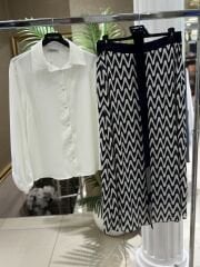 Fuat Gürşen 5409 Eteği Zigzag Desenli Takım - Lacivert