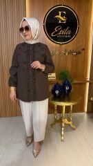 FUAT GÜRSEN Kumaş Gül İşlemeli Nervür Detaylı Hakim Yaka Kap