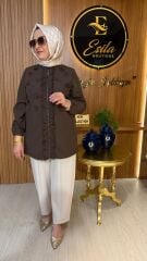 FUAT GÜRSEN Kumaş Gül İşlemeli Nervür Detaylı Hakim Yaka Kap