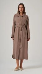 Nuss 6032 Yaka Dikişi Detay Düğmeli Kap - Bej