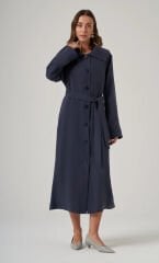 Nuss 6032 Yaka Dikişi Detay Düğmeli Kap - Indigo