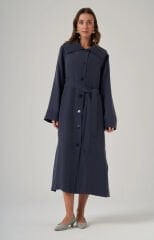 Nuss 6032 Yaka Dikişi Detay Düğmeli Kap - Indigo