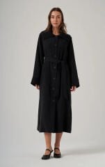 Nuss 6032 Yaka Dikişi Detay Düğmeli Kap - Siyah