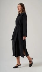 Nuss 6032 Yaka Dikişi Detay Düğmeli Kap - Siyah