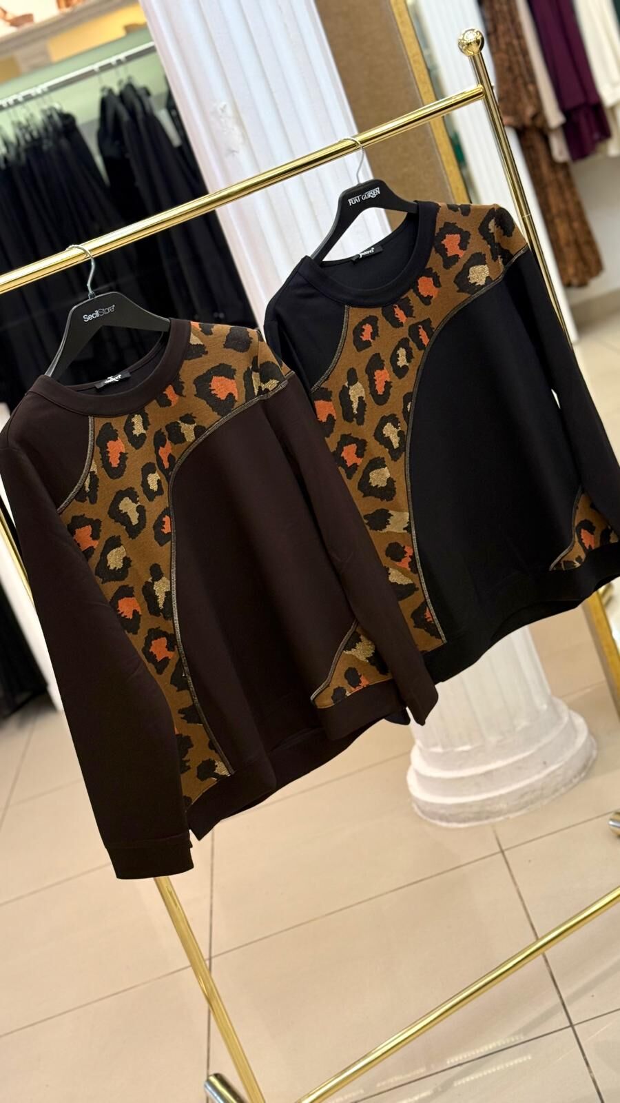 DEFRİNA  LEOPAR DESEN ETEK ÜSTÜ BLUZ