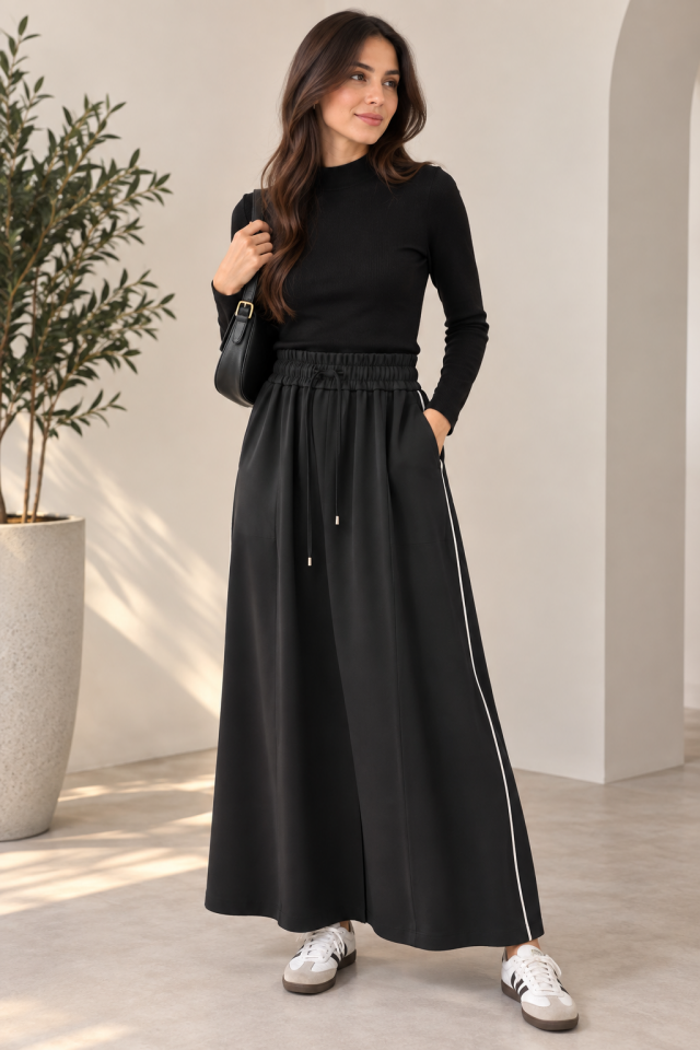 Sentez 5803 Pure Yanı Biyeli  Etek - Siyah