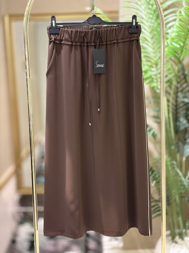 Sentez 5803 Pure Yanı Biyeli  Etek - Kahve