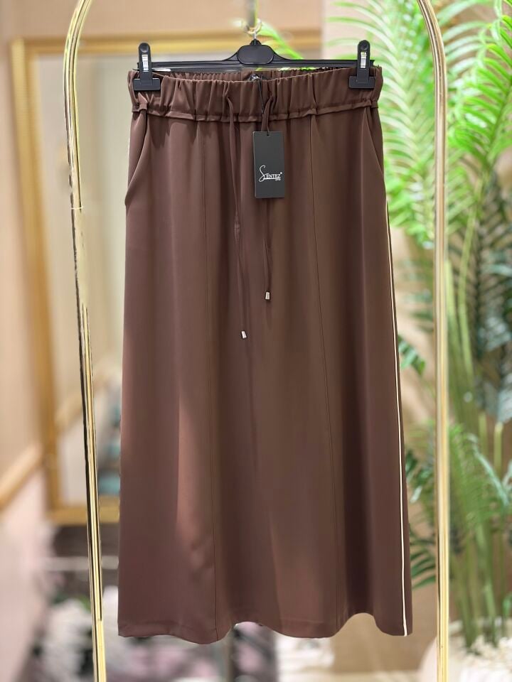 Sentez 5803 Pure Yanı Biyeli  Etek - Kahve