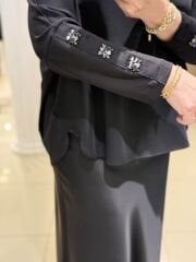 Fuat Gürşen 5330 Kol Renkli Boncuk İşlemeli Tunik - Siyah