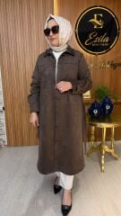 FUAT GÜRŞEN YAKASI GÜL DETAYLI NUBUK KAP / KAHVE