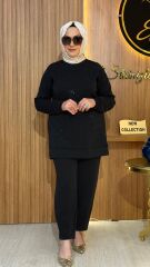 FUAT GÜRŞEN 4337 TAŞ BASKILI PANTOLONLU  TAKIM / SİYAH