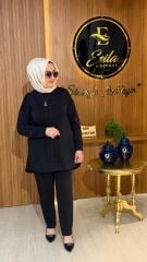 FUAT GÜRŞEN 4339 KOLU İŞLEMELİ PANTOLONLU TAKIM- SİYAH