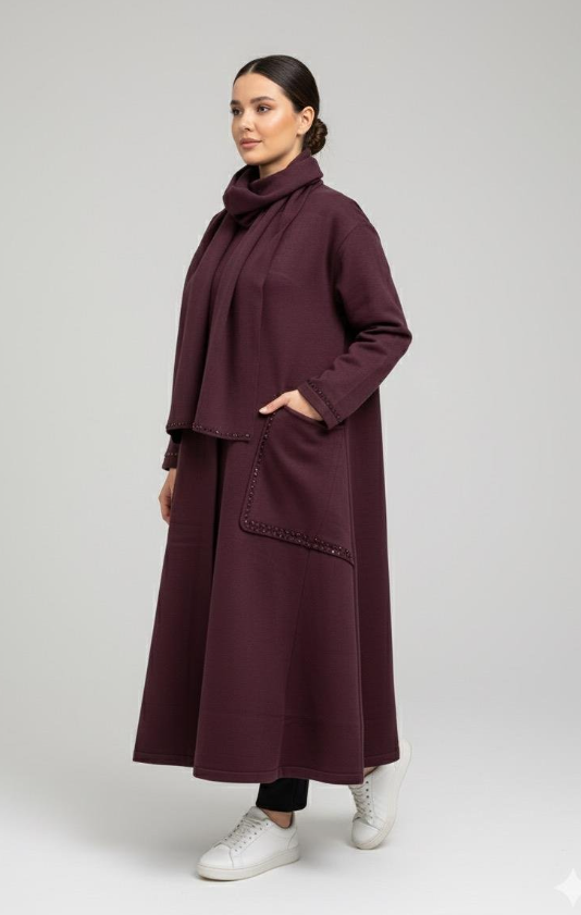 Fuat Gürşen 4646 Geniş Cep Detay Kap - Bordo