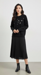 Fuat Gürşen 4355 Taş Baskılı Simli Tunik - Siyah