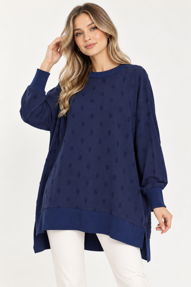 NUSS 3043 İpek Cupra Vegan Tunik - Lacivert