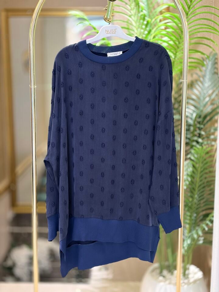 NUSS 3043 İpek Cupra Vegan Tunik - Lacivert