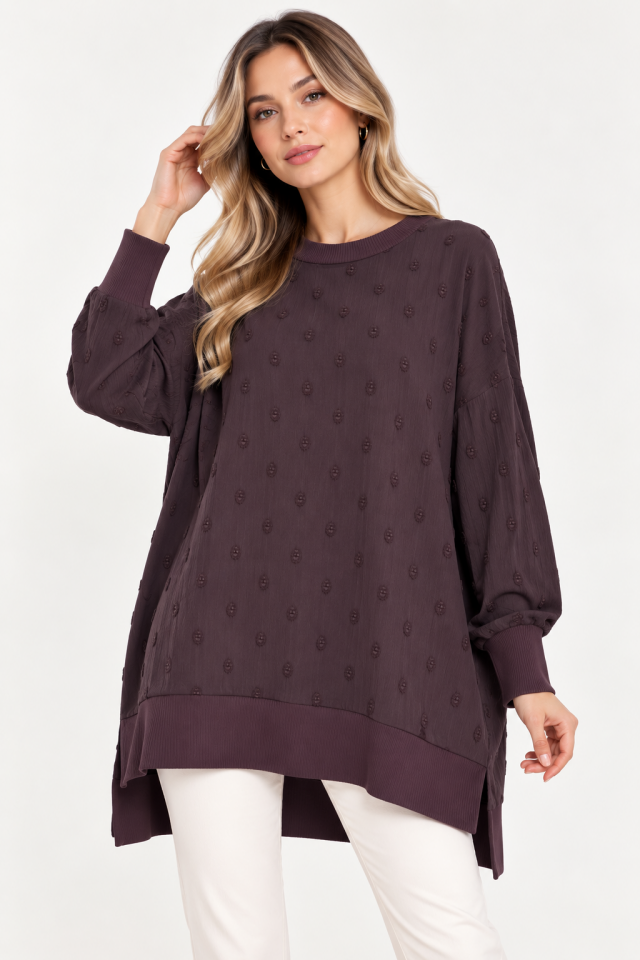 NUSS 3043 İpek Cupra Vegan Tunik - Kahve