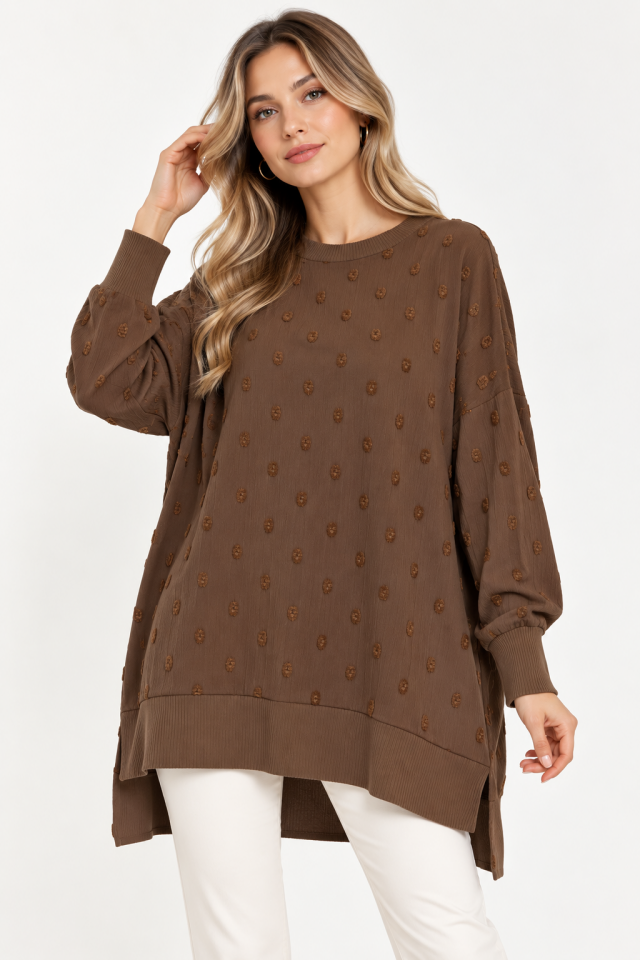 NUSS 3043 İpek Cupra Vegan Tunik - Taba